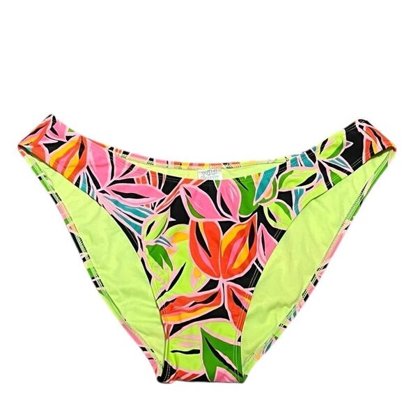 Wild Fable Low Rise High Leg Cheeky Tropical Print Bikini Bottoms, XL, NWT - Picture 1 of 5